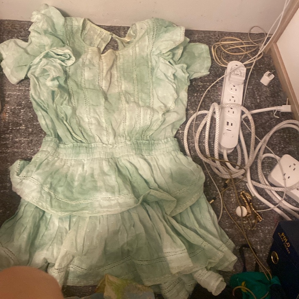 LoveShack smocked green tie-dye dress